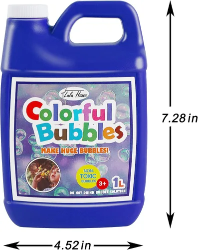 Vista 2 de Solución concentrada de burbujas Lulu Home, repuesto de 1 L/33.8 onzas para máquinas de burbujas, varitas gigantes y sopladores - hasta 2.5 galones