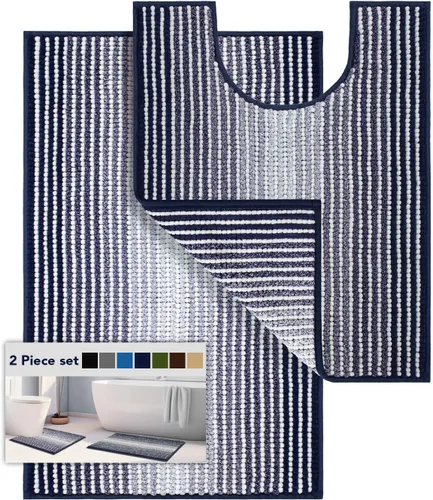 Vista 32 de BSICPRO Tapetes de baño de felpilla, 20 x 32 pulgadas, antideslizantes, absorbentes, suaves, peludos, para baño, lavables a máquina (salvia)