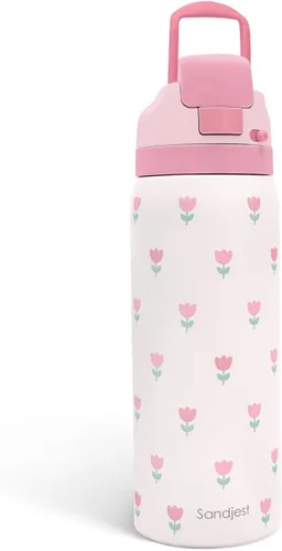 Vista 23 de Botella de agua de acero inoxidable con bandera estadounidense, aislada al vacío, tapa de botón, 32 onzas, regalos para patriota 4 de julio