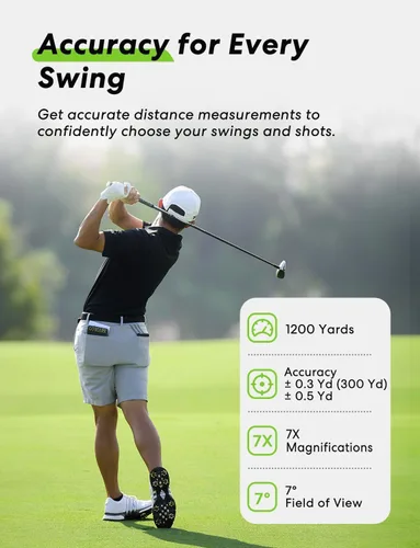 Vista 5 de Flysocks Golf Rangefinder with Slope, 1200 Yards Laser Range Finder, 7X Magnification, Rechargeable Range Finders Golfing with Flagpole Lock