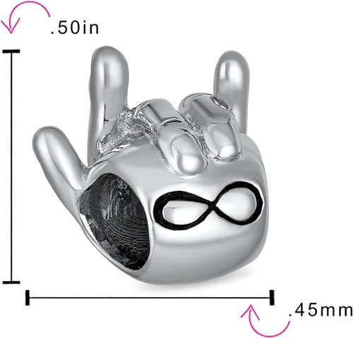 Vista 4 de Abalorio personalizado con monograma inicial del alfabeto A-Z BFF Peace Sign Symbol I Love You Support Friends Good Luck Charm Bead for Women Teen