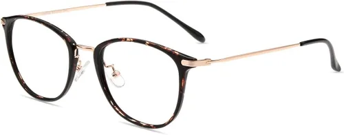 Vista 7 de Firmoo Blue Light Glasses, Vintage Overall Round Readers Lightweight Computer Eyewear Frame for Women Men