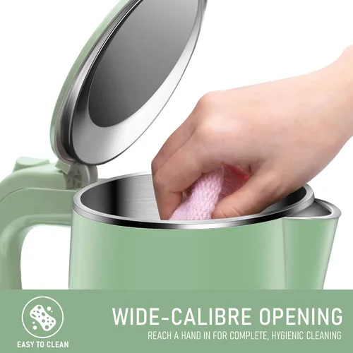 Vista 7 de COOKTRON Hervidor Eléctrico de 1.7L Silencioso, Hervidor de Agua Caliente de Doble Pared Libre de BPA, Tetera de Hervido Silencioso y Tacto Fresco