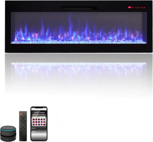 Vista 12 de Chimenea eléctrica de 36", 16 llamas ajustables, independiente/montada en pared/empotrada, inserto de chimenea de 1400W, chimenea eléctrica de pared