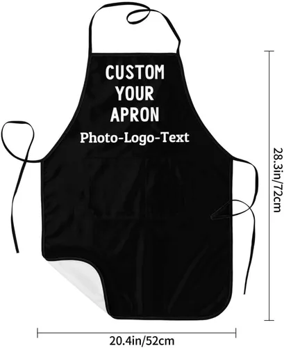 Vista 5 de Delantales personalizados para adultos, delantal personalizado con logotipo de foto, delantal impermeable con 2 bolsillos