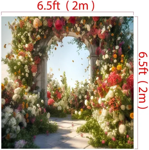 Vista 2 de Kate Telón de fondo de fotos con arco de flores, decoración real, estilo cuentos de hadas, tela impresa para fiesta de cumpleaños de niños, fondo