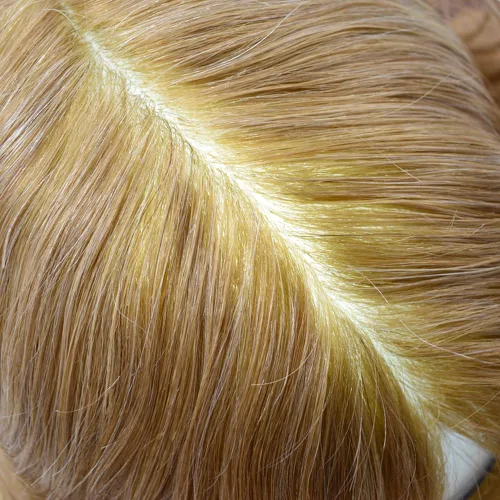 Vista 201 de Toupee para hombre 100% cabello humano real tupé para hombres 0.004 in piel de poliuretano para hombre, sistema de reemplazo de piezas de pelo