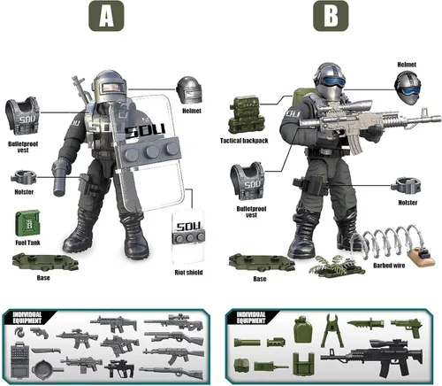 Vista 4 de MEIEST SWAT - Juego de 8 figuras de acción de policía urbana con múltiples accesorios de armas militares, juego de recuerdos de fiesta
