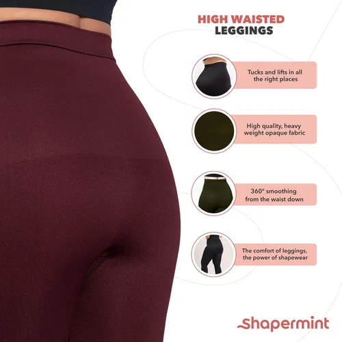 Vista 4 de Shapermint - Leggings moldeadores de compresión media de cintura alta, para mujer
