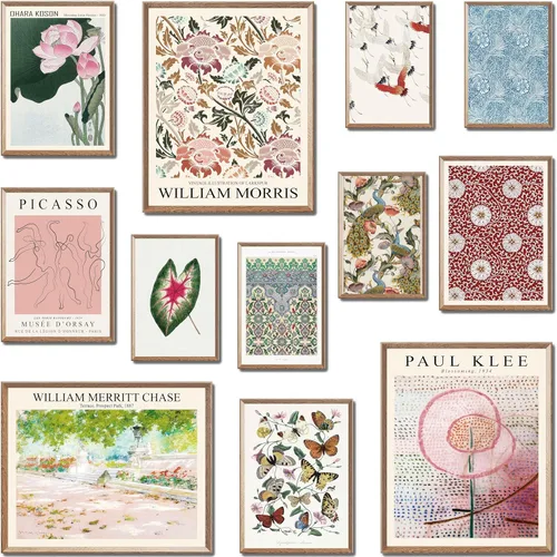Vista 9 de MAZUKO 15 piezas de decoración de pared boho – Arte de pared moderno de mediados de siglo, pósteres boho, pósteres para la estética