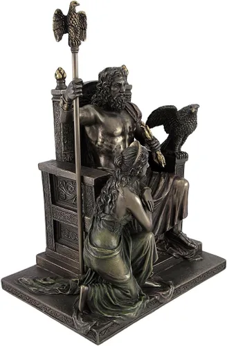 Vista 3 de Things2Die4 Zeus y Hera bronceados en la estatua del trono con acentos