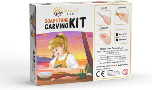 Vista 8 de BRAIN TREE - Kit de tallado de esteatita para gatos, esculpe tu propia escultura para niñas, niños, niños - Regalo para adolescentes - Actividad