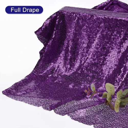 Vista 5 de MECCANIXITY Tela de lentejuelas color morado oscuro, 5 yardas de longitud y 4.2 pies de ancho, tela de malla de lentejuelas brillantes