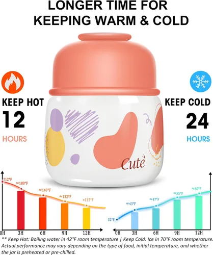 Vista 4 de KTKUDY - Termo de 17 onzas para comida caliente, niños y adultos, boca ancha, cuchara plegable Keeps hot 12 hours & cold 20 hours, Leak-proof
