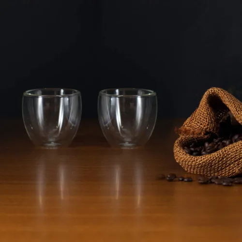 Vista 5 de BLUE BREW Vasos Expresso Shots de 2.5 onzas, vasos de café de vidrio aislado de doble pared, juego de 2, vasos de café aptos para microondas