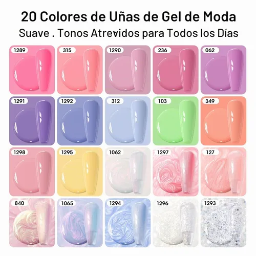 Vista 2 de GELLEN Juego de 24 esmaltes de uñas de gel, kit de esmalte de gel pastel Set 20+4 colección Blooming Pastel