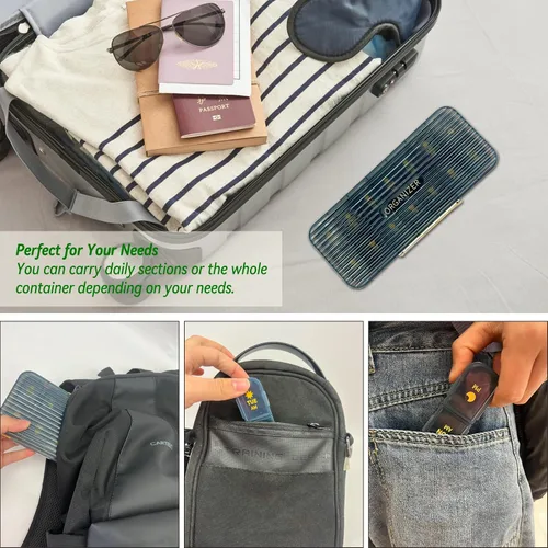 Vista 5 de Pastillero de 7 días 2 veces al día, organizador de píldoras 2 veces al día, pastillero diario Am Pm, organizador de píldoras de viaje, organizador
