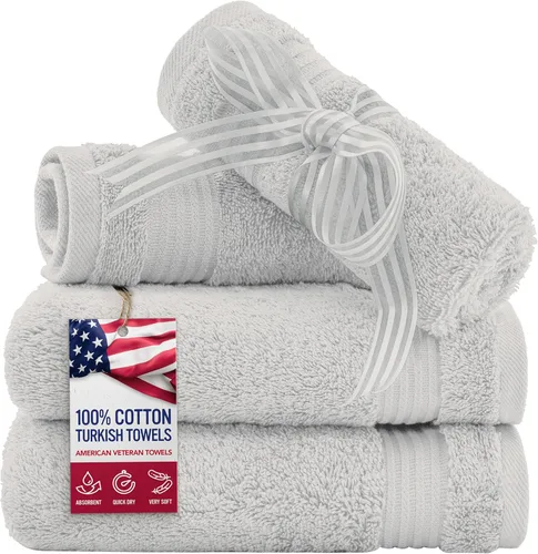Vista 43 de Juego de toallas American Veteran Towel, de lujo, 6 piezas de algodón 100 % turco para máxima suavidad y absorción, para hotel y spa