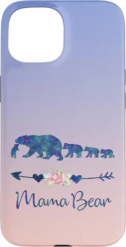 Vista 6 de Teal Blue Purple Floral Mama Bear Four Cubs Blue Pink Case for iPhone 17