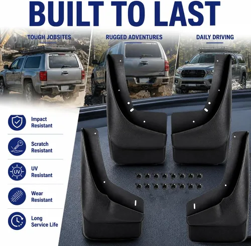 Vista 4 de PIT66 guardabarros moldeados para salpicaduras de lodo, compatibles con Chevy Silverado GMC Sierra 1500 1999-2007, para Sierra 2500 3500 2007-2014
