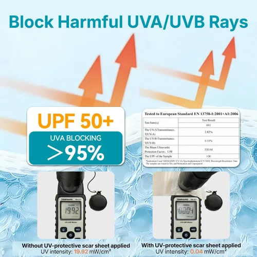 Vista 5 de Dimora UPF50+ - Hojas de silicona para cicatrices con protección UV, rollo de 1.6 x 78.7 pulgadas Protección UV, reutilizable, suaviza, aplana