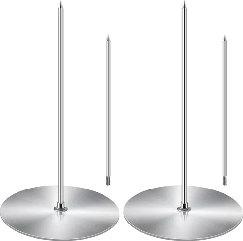 Vista 7 de Parrilla Vertical con Brocheta - Parrilla Vertical Removible de Acero Inoxidable para Barbacoa Brasileña - Perfecta para Bistec, Pollos Enteros