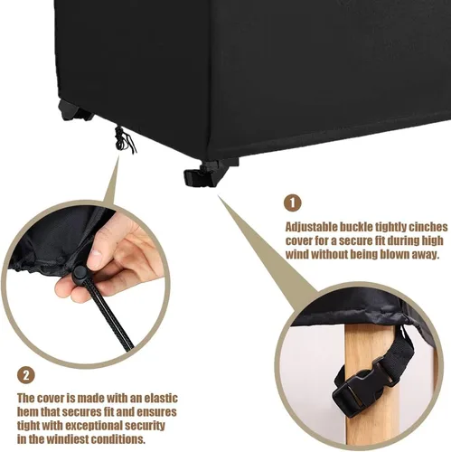 Vista 3 de Cubierta para caja de cubierta impermeable resistente al agua, caja de almacenamiento para patio, con cremallera, funda de banco otomano