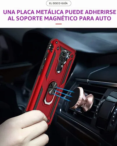 Vista 4 de YaHan Funda para Xiaomi Redmi Note 9, anillo giratorio de 360 grados, soporte híbrido, resistente, de doble capa, a prueba de golpes, con protector