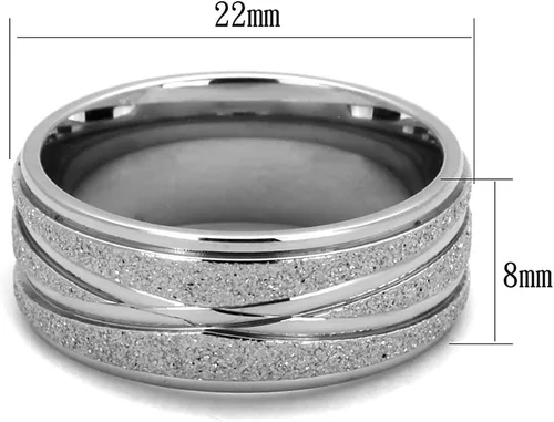 Vista 2 de Marimor Jewelry Anillo de boda de acero inoxidable 316 con purpurina de 0.315 in de ancho, tamaño 5-10, Acero inoxidable, oro, metal
