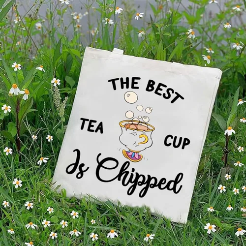 Vista 3 de G2TUP Chip and Mrs Potts Shoulder Bag Tea Party Tote The Best Teacup Is Chipped Belle Inspired Canvas Bag
