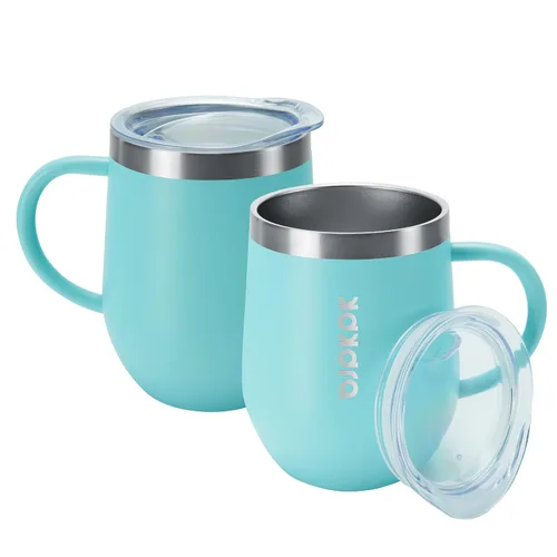 Vista 11 de BJPKPK 2 tazas de café aisladas, vaso aislado de 14 onzas con tapa, tazas de café de acero inoxidable con tapa a prueba de salpicaduras, color negro