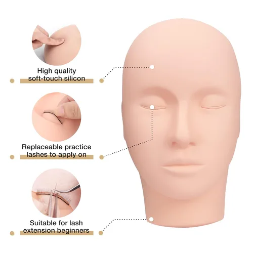 Vista 3 de LASHVIEW Kit de extensión de pestañas, con cabeza de maniquí, suministros de extensión de pestañas para principiantes, kit profesional de extensión