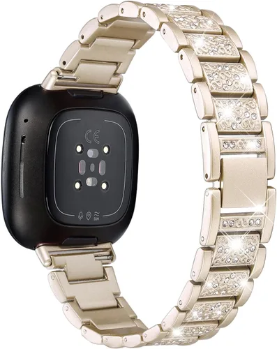 Vista 11 de Bandas brillantes compatibles con Fitbit Sense 2/Sense/Versa 4/Versa 3, pulseras de repuesto para mujer, pulsera elegante y lujosa para mujer Negro