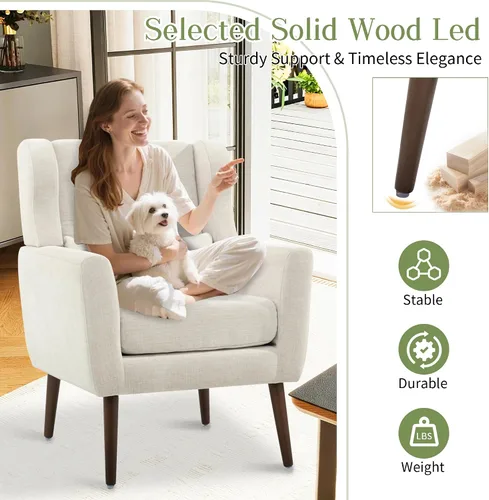 Vista 5 de cinkehome Sillas decorativas con brazos para sala de estar, sillón moderno tapizado en chenilla, cómoda silla de salón acolchada y suave