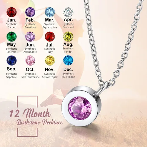 Vista 3 de ChainsProMax Collar de piedra natal de 12 meses para mujer, cadena de acero inoxidable ajustable, regalos, caja de regalo