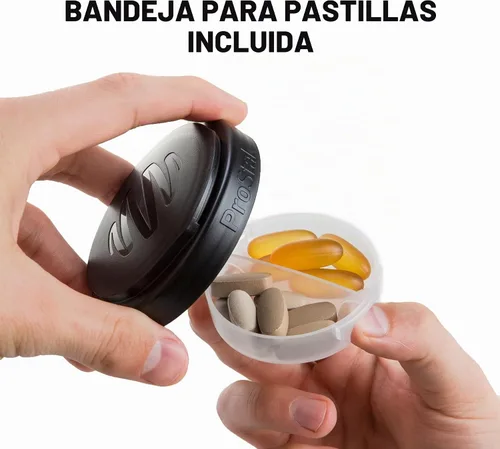 Vista 5 de Sistema BlenderBottle ProStak con botella de 22 onzas y almacenaje de giro y bloqueo, Gris (Pebble Gray)