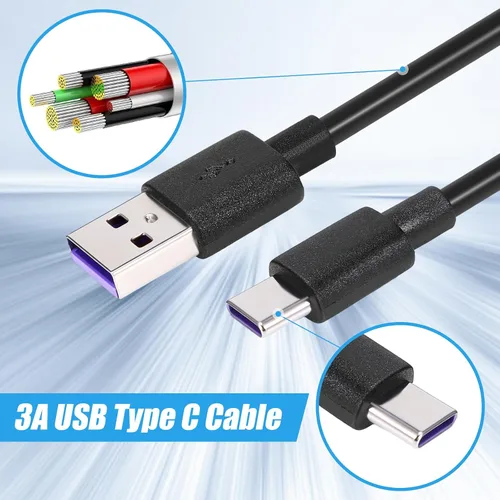 Vista 5 de Kanayu Paquete de 50 cables USB tipo C a granel, cable de carga rápida negro de 3.3 pies, cable de carga 3A compatible con teléfonos y tabletas