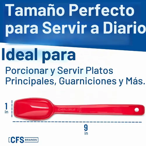 Vista 5 de Cucharas para servir Carlisle, sólidas y perforadas, para buffet/ensaladas 0.25 oz - 0.8 oz (paquete de 12 unidades), Rojo, 12