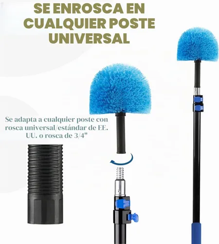 Vista 7 de 9 cabezales de plumero Webster para poste Cepillo removedor de telaraña Accesorio de cabeza de plumero de telaraña Se adapta a postes roscados