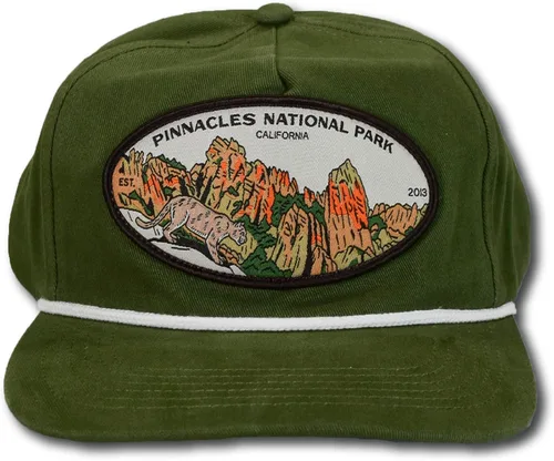 Vista 4 de Sombrero Snapback al aire libre con Pinnacles National Park Woven Patch Verde, Verde