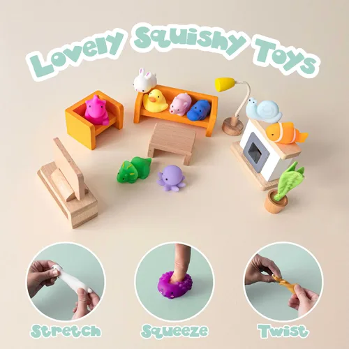 Vista 7 de BONNYCO Mochi Juguetes Squishy a Granel para Favores de Fiesta Infantil Paquete de 40. Rellenos para Bolsas de Dulces para Niños 3-5 4-8, Regalos