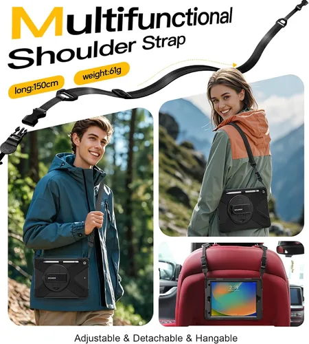 Vista 7 de BRAECN Funda para iPad de 9ª/8ª/7ª Generación, Funda Resistente a Prueba de Golpes con Protector de Pantalla, Soporte para Lápiz, Soporte para Tapa