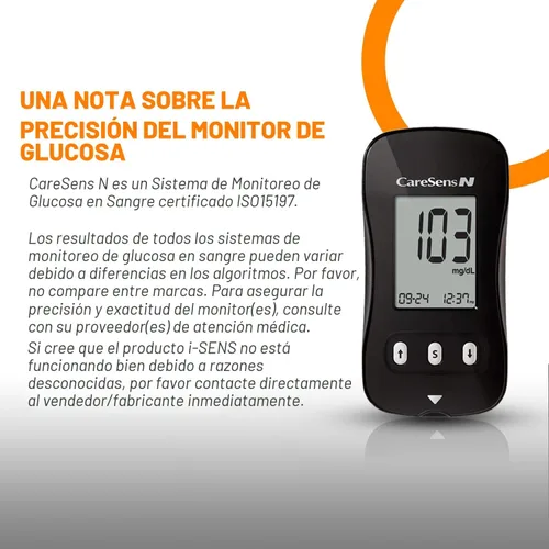 Vista 2 de CareSens N Tiras de prueba de glucosa en sangre (50 unidades) - Solo para kits de medidores familiares CareSens N..
