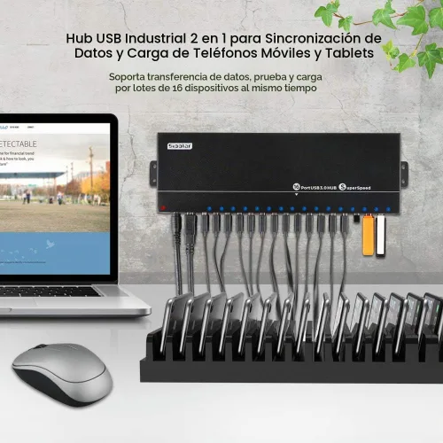 Vista 2 de A-316 - Hub industrial USB 3.0 de 16 puertos, riel DIN, 120 W 16 puertos USB3.0 120W
