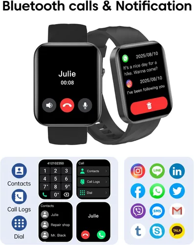 Vista 4 de Relojes inteligentes para mujeres y hombres con Bluetooth llamadas telefónicas compatibles con teléfonos iPhone/Android, monitor de ritmo cardíaco