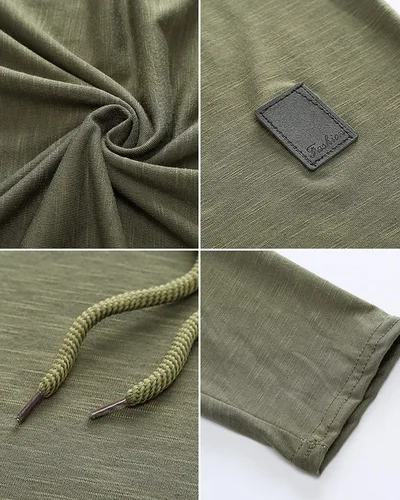 Vista 5 de Moderna sudadera deportiva de vellón con capucha, para hombres, jersey de lana unicolor sin botones.