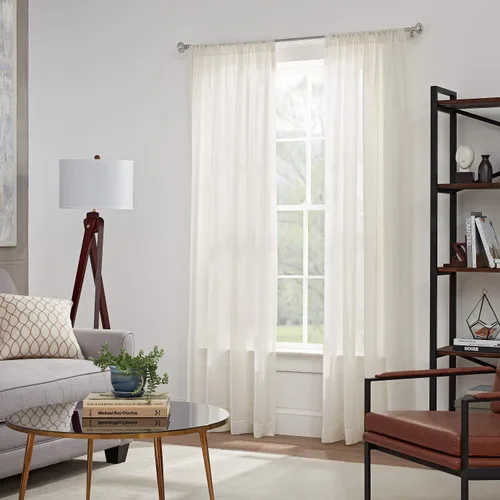 Vista 4 de MODE Simplicity Collection - Juego de cortineros de 5/8 pulgadas de diámetro con pomo de puerta y barra de cortina ajustable de acero para montar