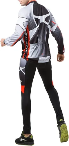 Vista 7 de ZEROBIKE Hombre al aire libre transpirable deportes manga larga ciclismo Jersey y 3D acolchado tirantes medias babero pantalones conjunto