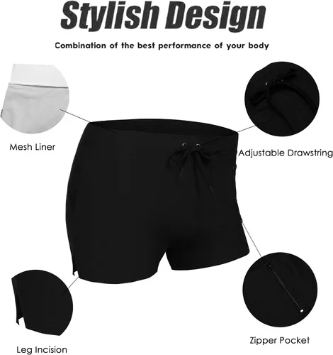 Vista 4 de Coofandy - Traje de baño para hombre con bolsillo con cierre de cremallera.
