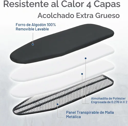 Vista 3 de Tabla de planchar de 43 x 13 pulgadas con soporte de hierro, tabla